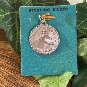 Vintage Crea Sterling Silver Charm/Pendant • Aquarius Charm • astrology